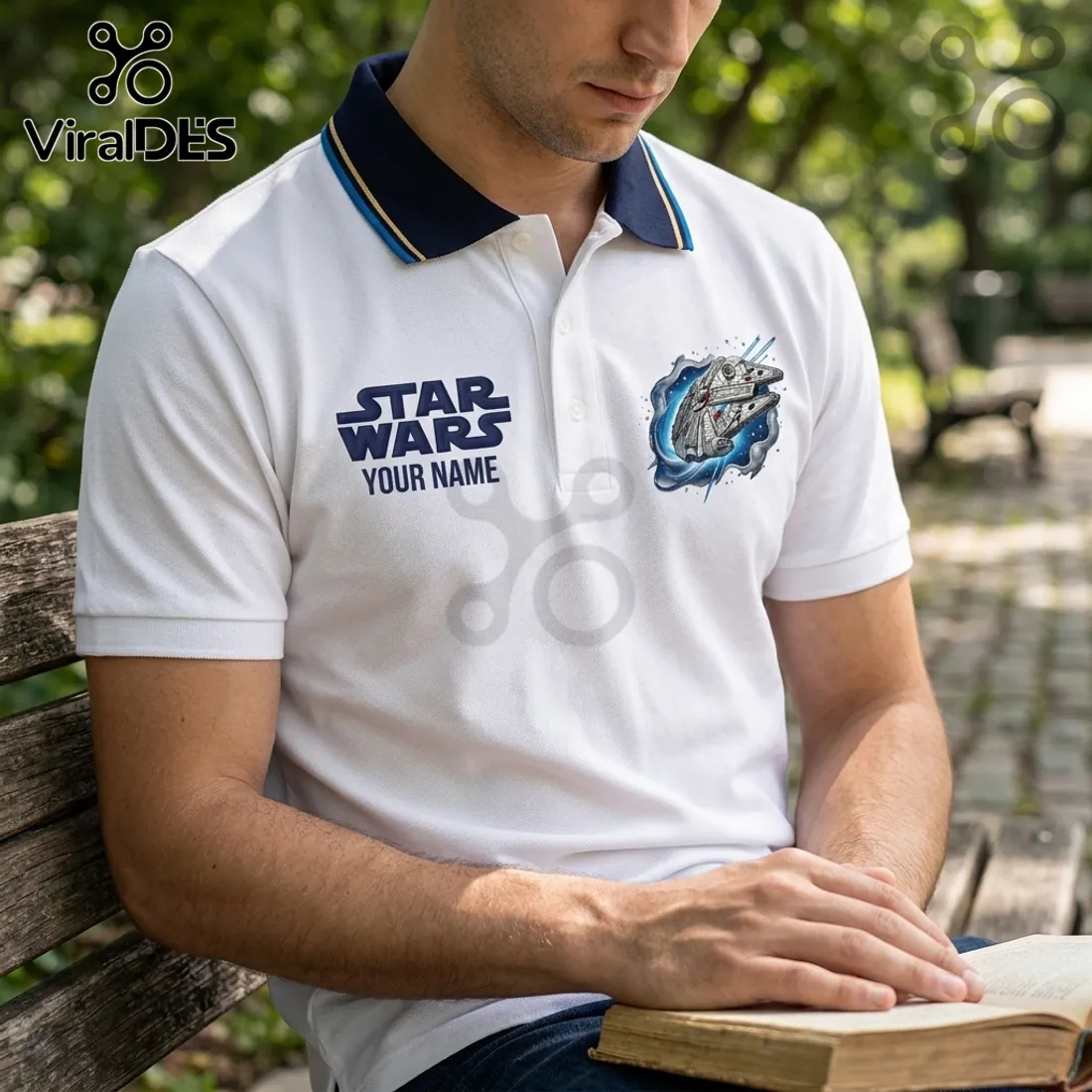 Star Wars Millennium Falcon Personalized White Polo Shirt Star Wars Millennium Falcon Personalized White Polo Shirt