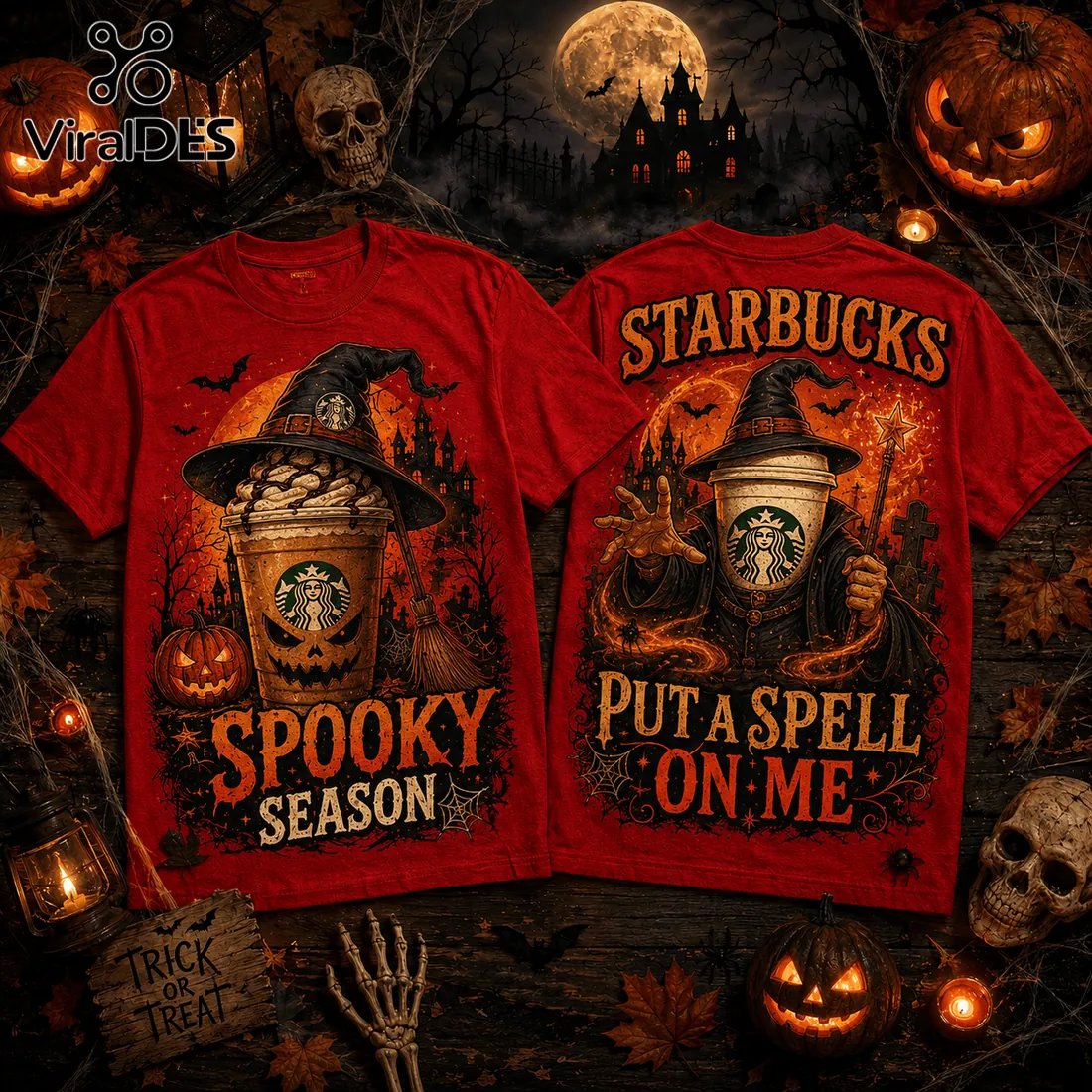 Starbucks Witch Hat Pumpkin Halloween Red T-Shirt Starbucks Witch Hat Pumpkin Halloween Red T-Shirt