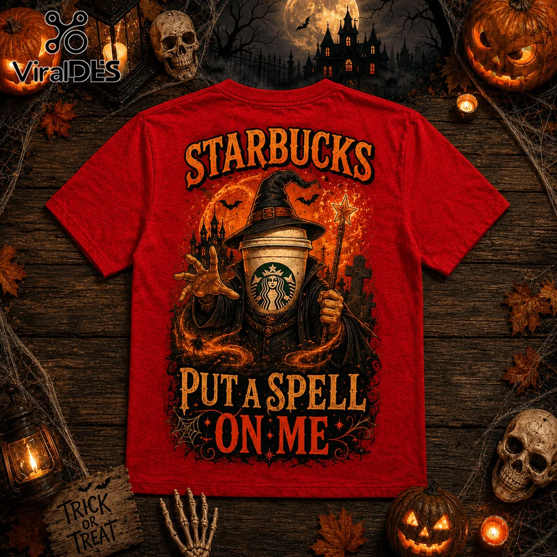 Starbucks Witch Hat Pumpkin Halloween Red T-Shirt Starbucks Witch Hat Pumpkin Halloween Red T-Shirt
