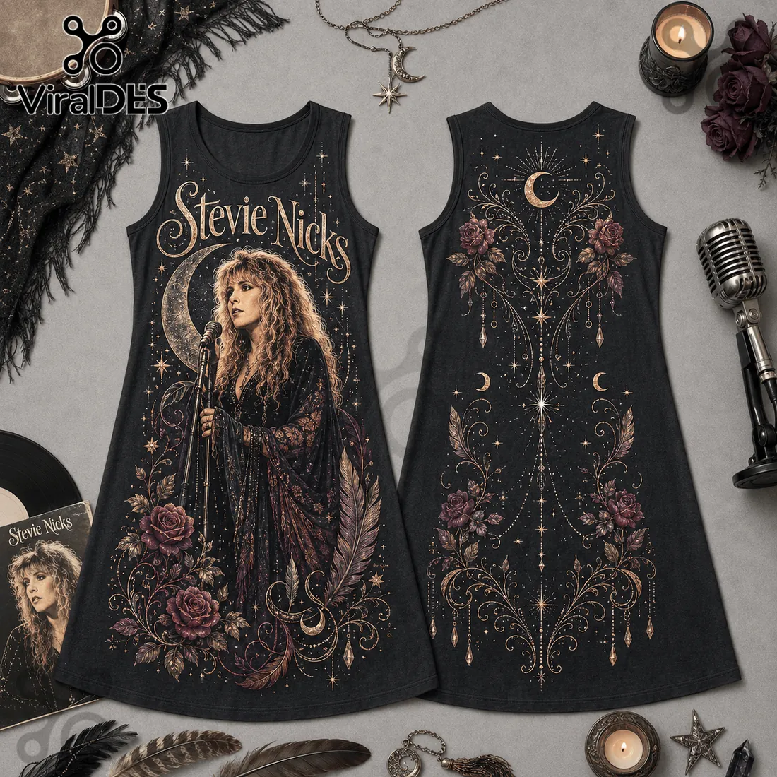 Stevie Nicks Vintage Celestial Floral Sleeveless Dress Stevie Nicks Vintage Celestial Floral Sleeveless Dress