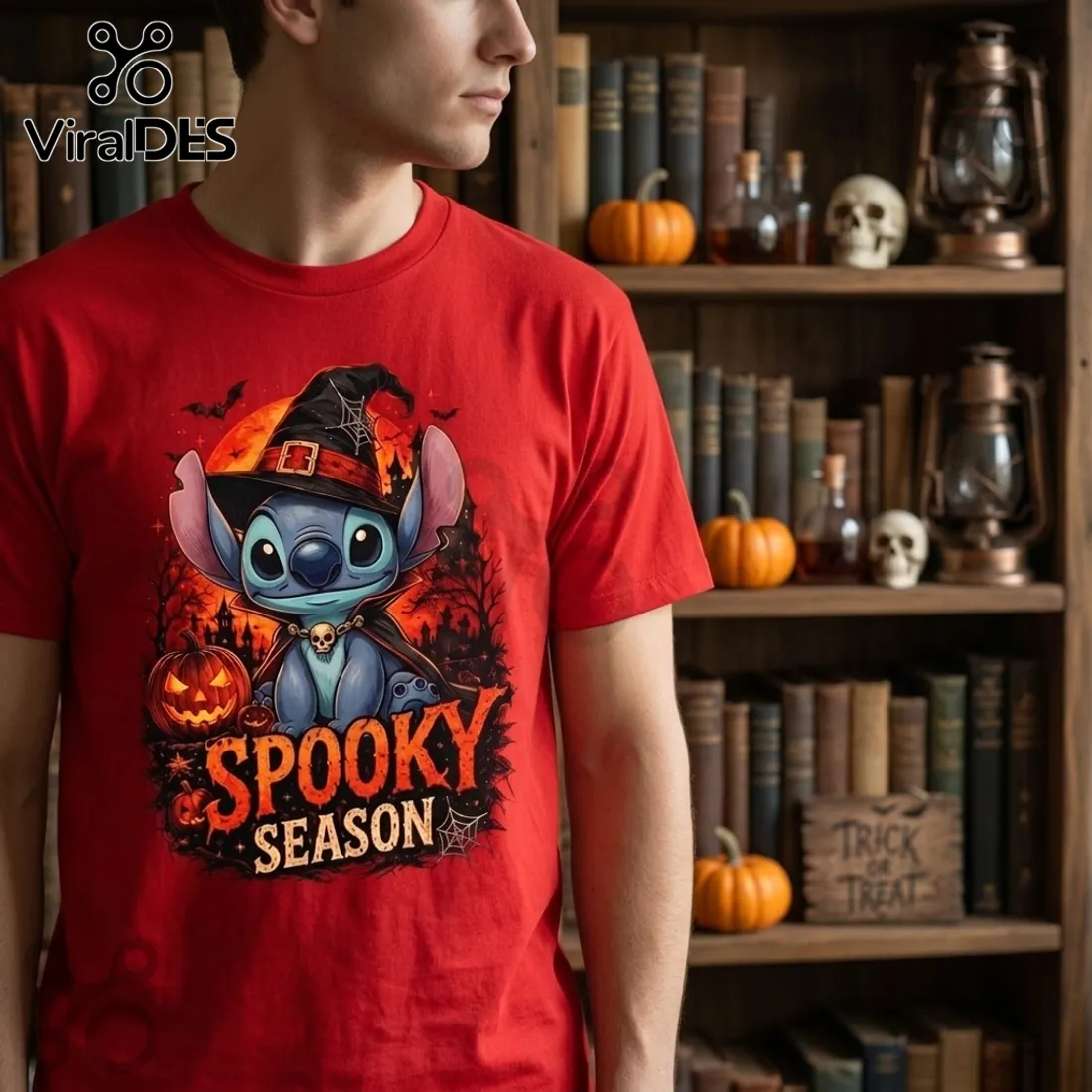 Stitch Halloween Witch Hat Vampire Red T-Shirt Stitch Halloween Witch Hat Vampire Red T-Shirt