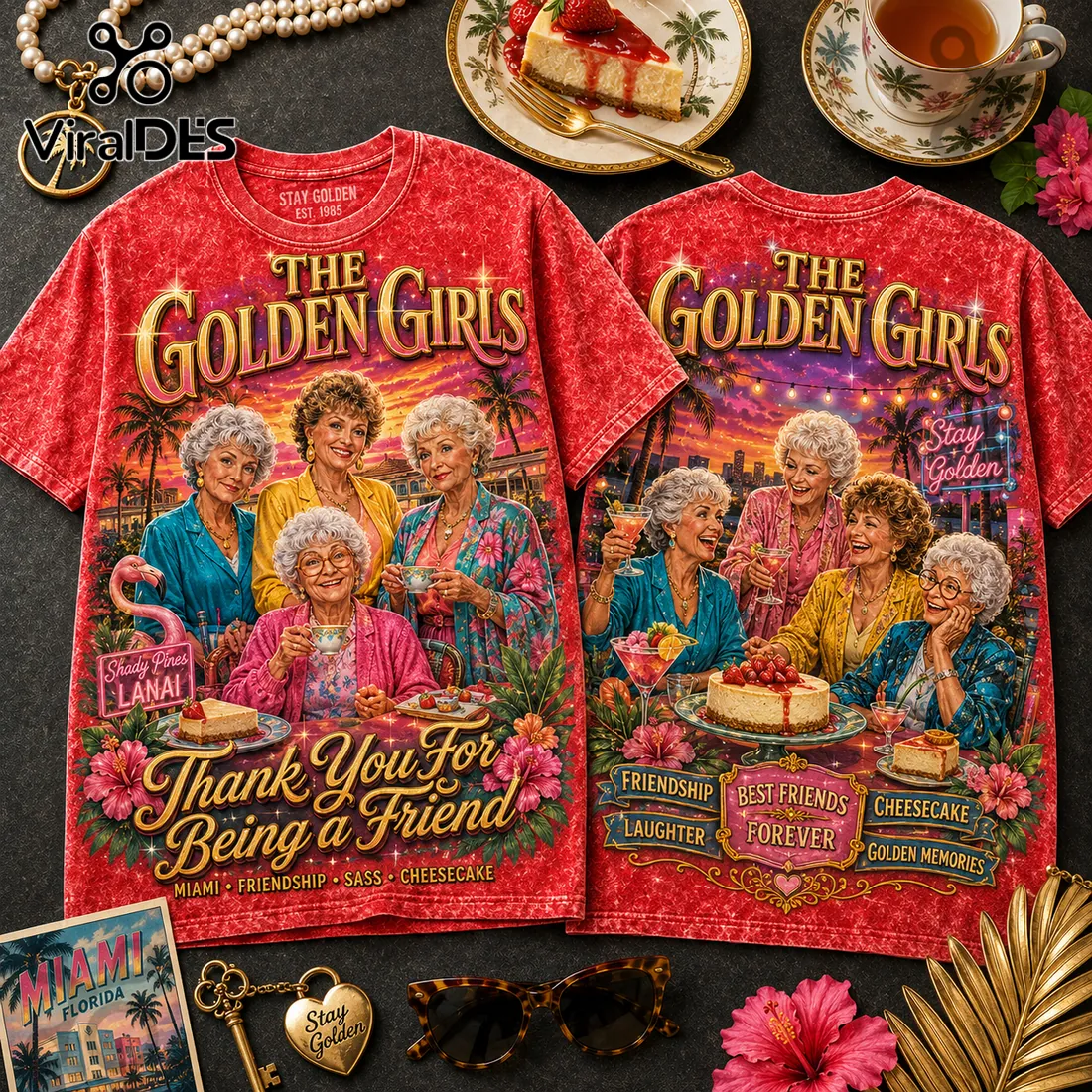 The Golden Girls Vintage Red Tie Dye T-Shirt The Golden Girls Vintage Red Tie Dye T-Shirt