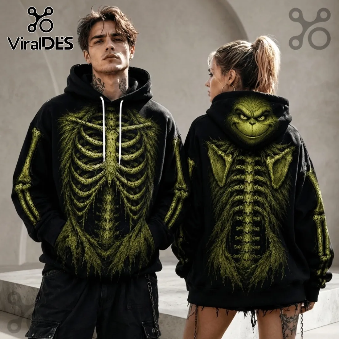 The Grinch Skeleton Black Pullover Hoodie The Grinch Skeleton Black Pullover Hoodie