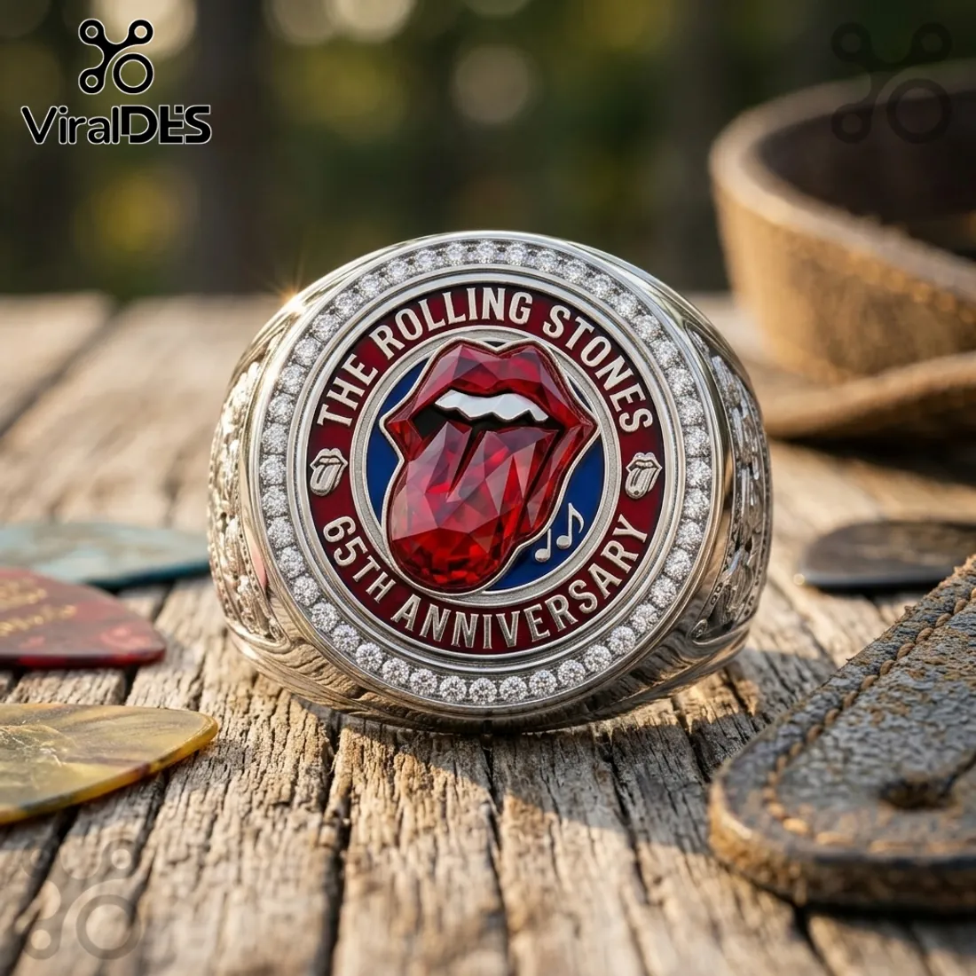 The Rolling Stones 65th Anniversary Engraved Stainless Steel Ring The Rolling Stones 65th Anniversary Engraved Stainless Steel Ring