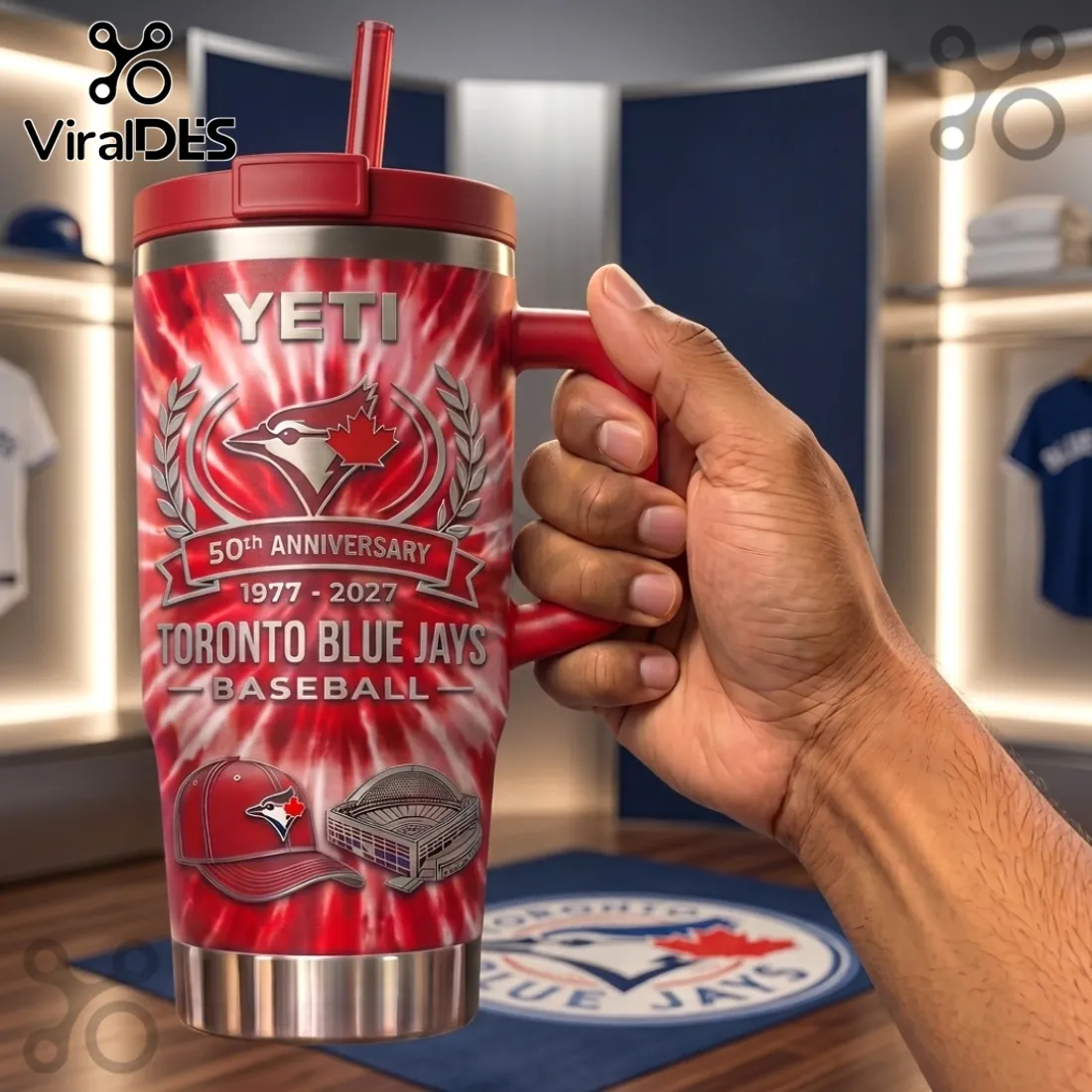 Toronto Blue Jays 50th Anniversary Tie Dye YETI StanleyTumbler Toronto Blue Jays 50th Anniversary Tie Dye YETI StanleyTumbler