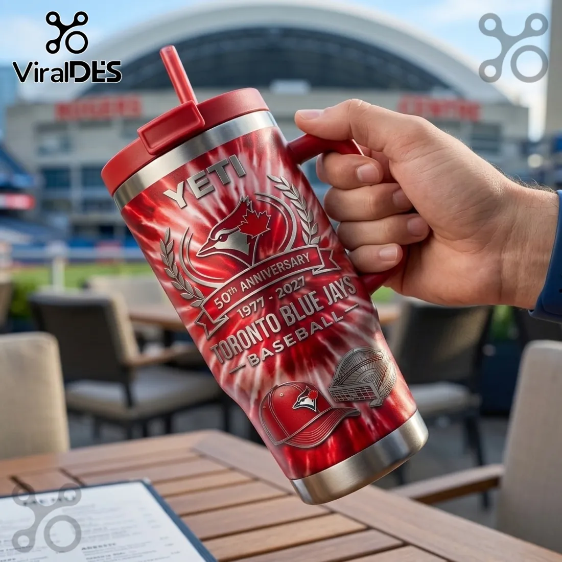 Toronto Blue Jays 50th Anniversary Tie Dye YETI StanleyTumbler Toronto Blue Jays 50th Anniversary Tie Dye YETI StanleyTumbler