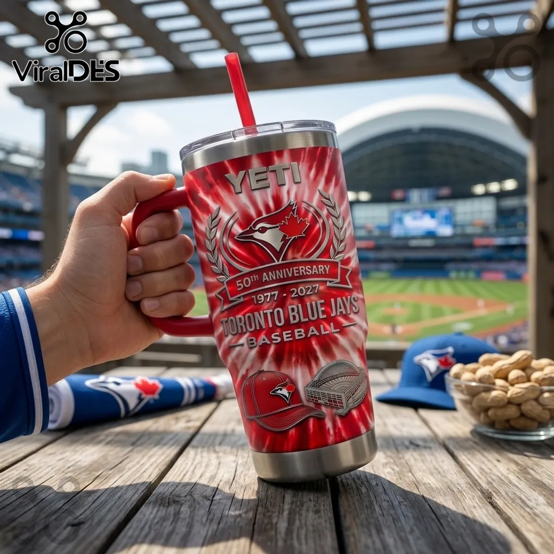 Toronto Blue Jays 50th Anniversary Tie Dye YETI StanleyTumbler Toronto Blue Jays 50th Anniversary Tie Dye YETI StanleyTumbler