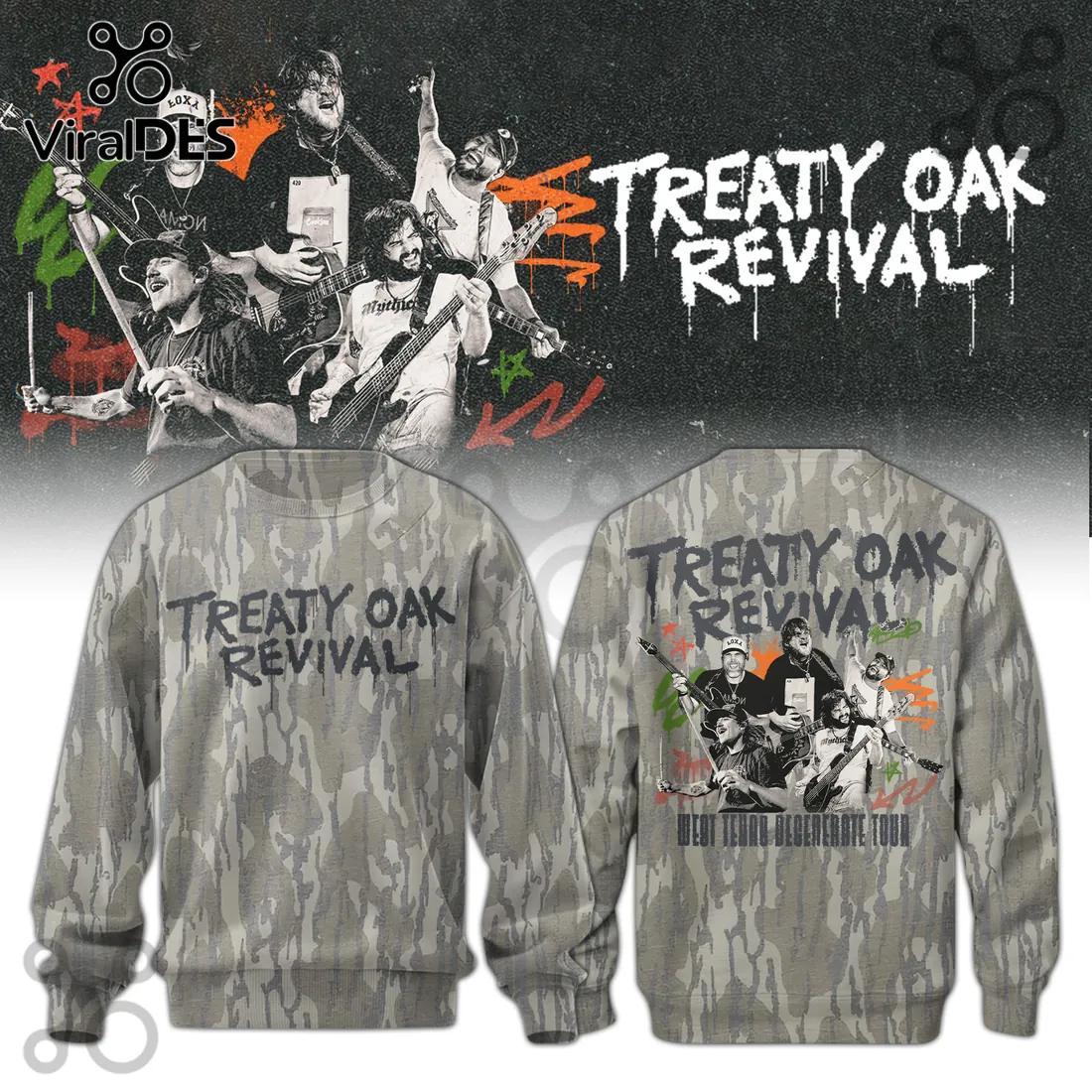 Treaty Oak Revival West Texas Degenerate Tour Camo T-Shirt Treaty Oak Revival West Texas Degenerate Tour Camo T-Shirt