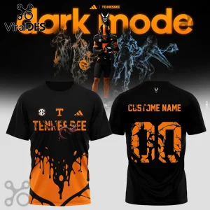 Black and orange Tennessee Volunteers themed t-shirt displaying custom name and number graphics with drip style design.!