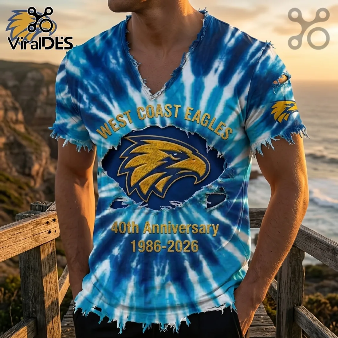 West Coast Eagles 40th Anniversary Tie Dye T-Shirt West Coast Eagles 40th Anniversary Tie Dye T-Shirt