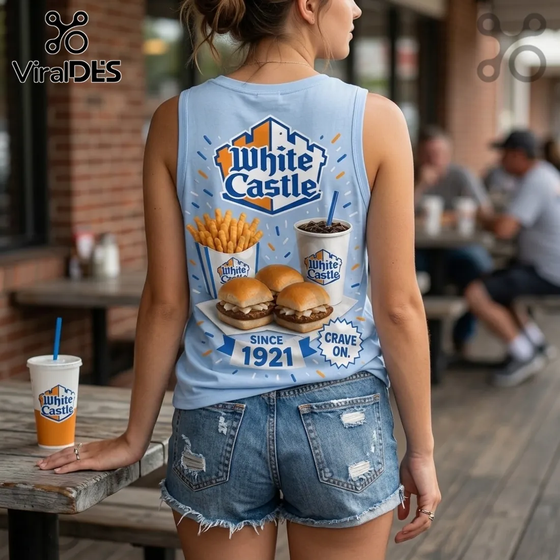 White Castle 1921 Slider and Fries V-Neck Tank Top White Castle 1921 Slider and Fries V-Neck Tank Top