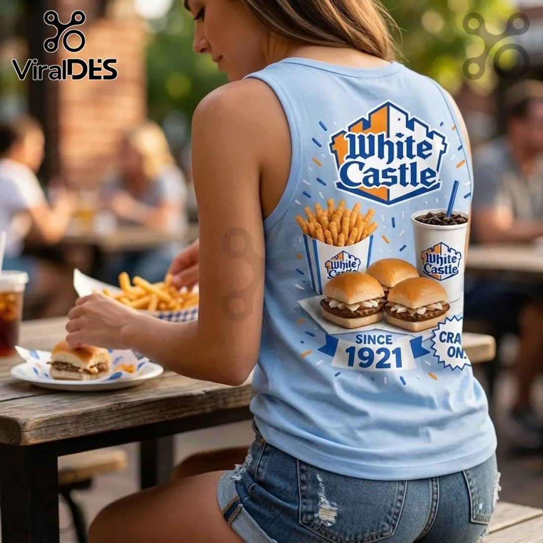 White Castle 1921 Slider and Fries V-Neck Tank Top White Castle 1921 Slider and Fries V-Neck Tank Top