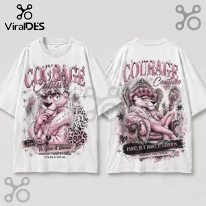 Pink Panther Vintage Aesthetic Oversized T-Shirt featuring graphic prints of the character in pink fur and text designs.