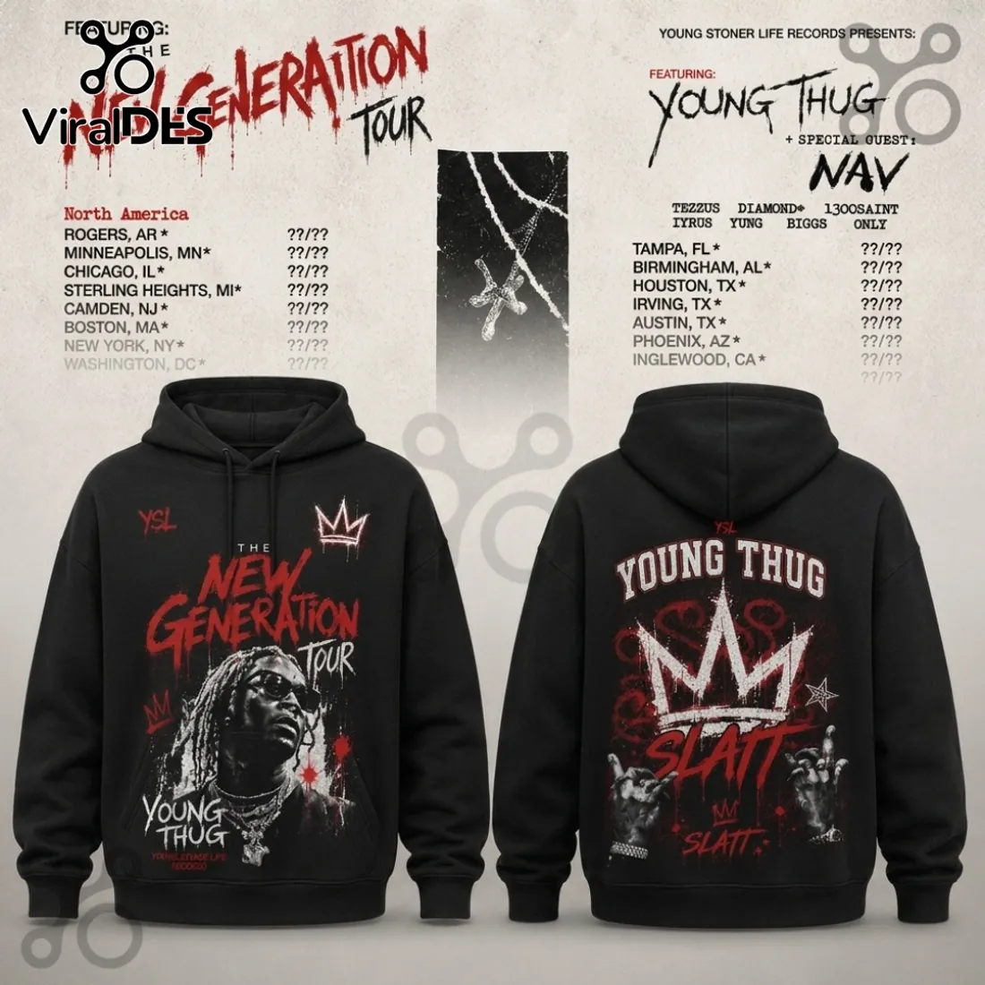 Young Thug YSL The New Generation Tour Black Hoodie Young Thug YSL The New Generation Tour Black Hoodie