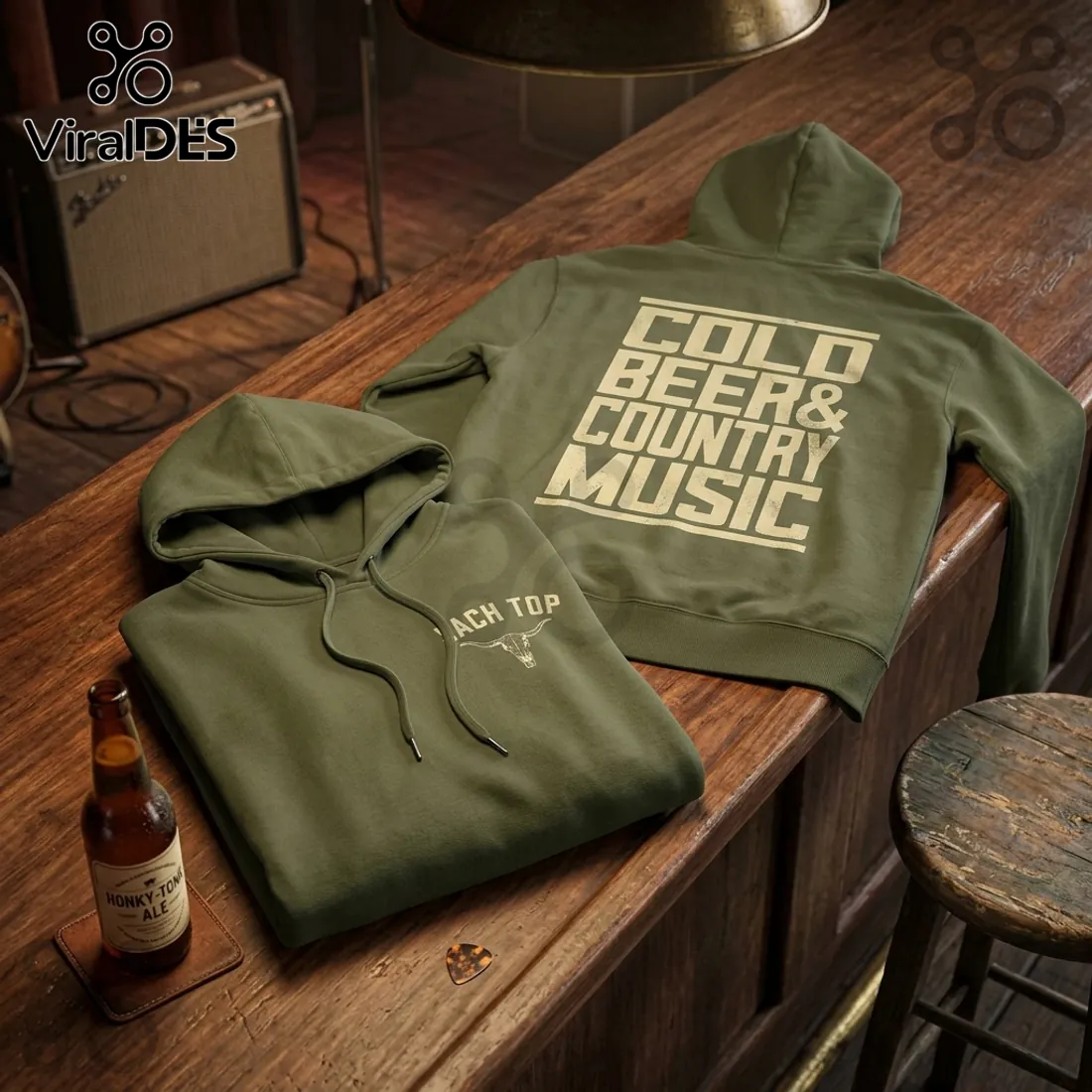 Zach Top Tour 26 Cold Beer and Country Music Olive Hoodie Zach Top Tour 26 Cold Beer and Country Music Olive Hoodie