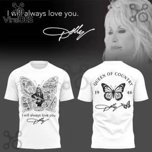 Dolly Parton Signature Tribute Pullover Hoodie featuring white fabric with black butterfly and music icon graphic prints.
