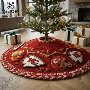 Kansas City Chiefs Knitted Holiday Christmas Tree Skirt