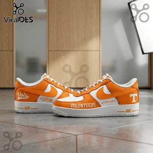 Tennessee Volunteers Nike Air Force 1 Sneakers in orange and white leather with custom VOLUNTEERS text branding.