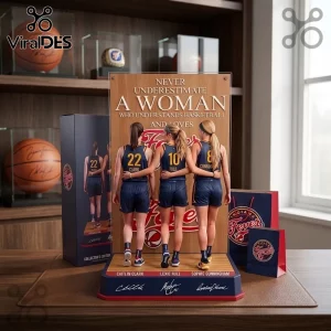Indiana Fever Caitlin Clark Lexie Hull acrylic plaque featuring three players in jerseys with their names and signatures.