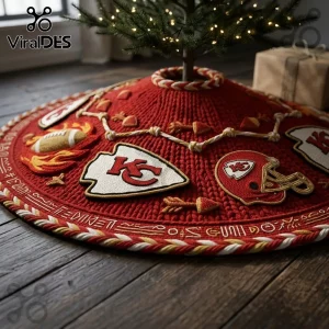 Kansas City Chiefs Knitted Holiday Christmas Tree Skirt