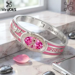 Breast Cancer Awareness 2026 Survivor Hinged Bracelet Breast Cancer Awareness 2026 Survivor Hinged Bracelet