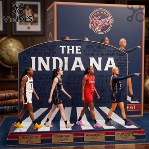 Indiana Fever Players Limited Edition Acrylic Plaque featuring four team members on a basketball court graphic background.