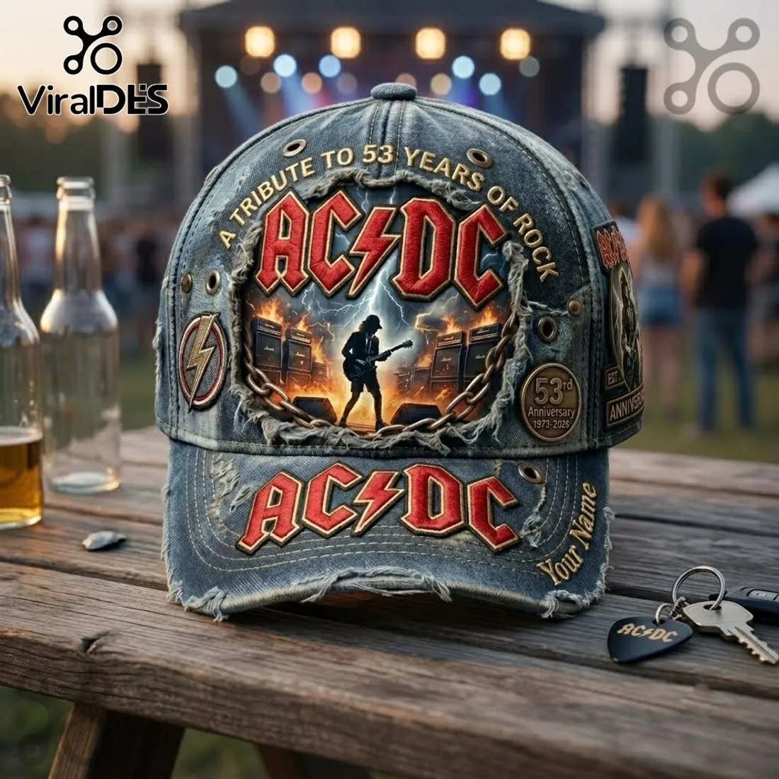 AC/DC 53rd Anniversary Custom Denim Baseball Cap AC/DC 53rd Anniversary Custom Denim Baseball Cap