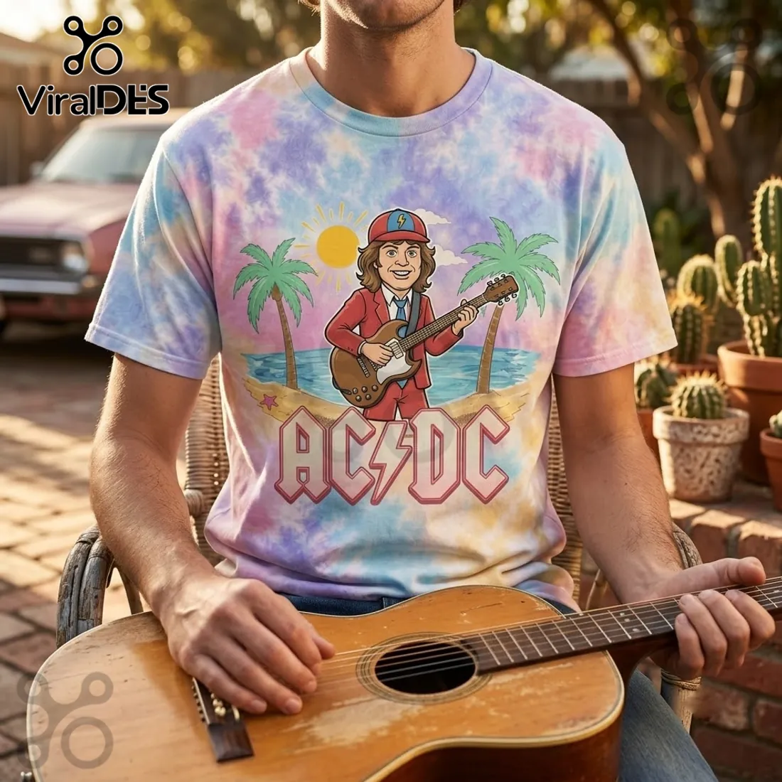 AC/DC Pastel Beach Road Trip Tee Shirt AC/DC Pastel Beach Road Trip Tee Shirt