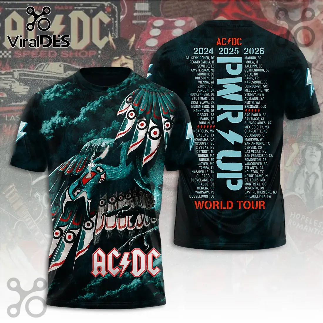 AC/DC PWR UP World Tour 2024-2026 Black T-Shirt AC/DC PWR UP World Tour 2024-2026 Black T-Shirt