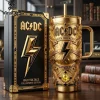 AC/DC Rock Royalty Gold Embossed Stanley Tumbler AC/DC Rock Royalty Gold Embossed Stanley Tumbler