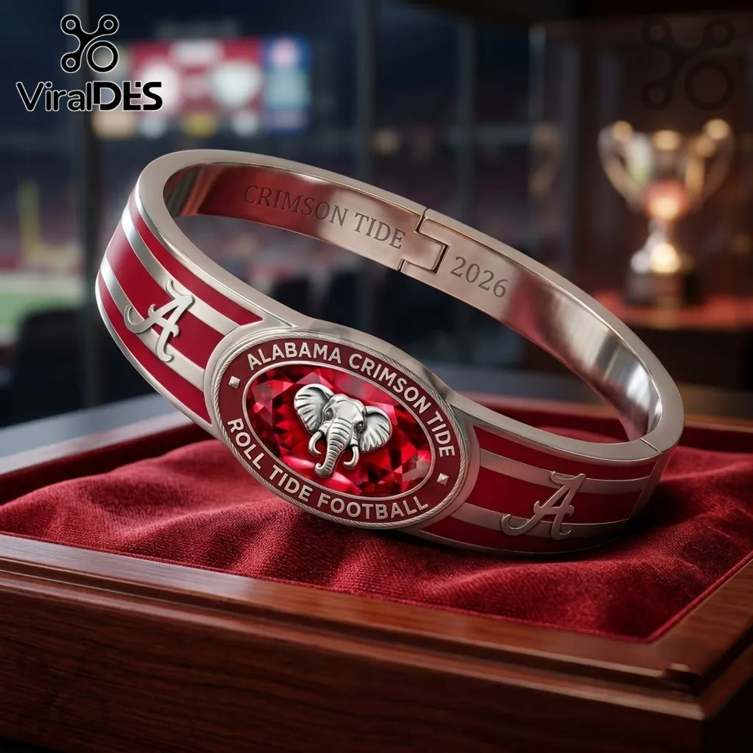 Alabama Crimson Tide 2026 Gold Cuff Bracelet Alabama Crimson Tide 2026 Gold Cuff Bracelet