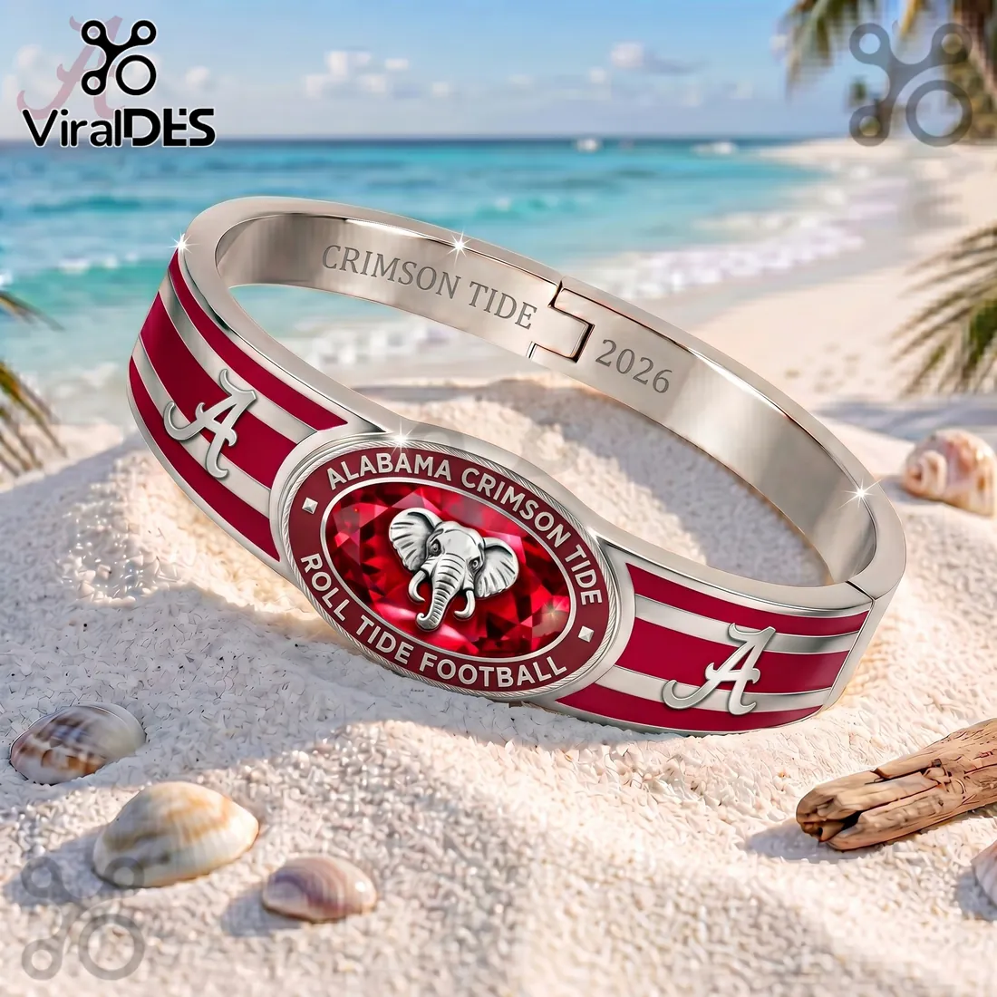 Alabama Crimson Tide 2026 Gold Plated Hinged Bracelet Alabama Crimson Tide 2026 Gold Plated Hinged Bracelet