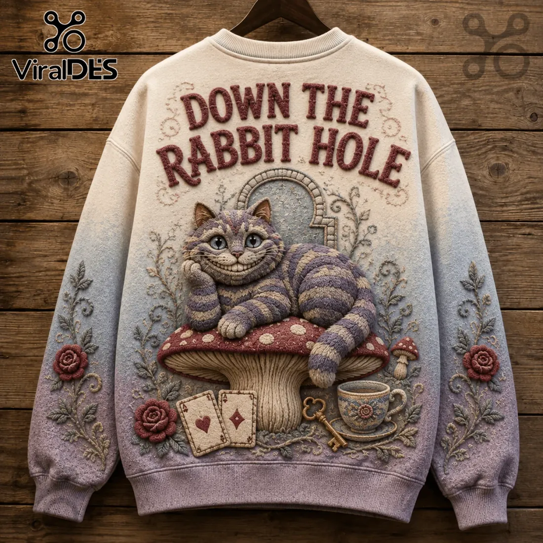 Alice in Wonderland Embossed Rabbit Ugly Sweater Alice in Wonderland Embossed Rabbit Ugly Sweater