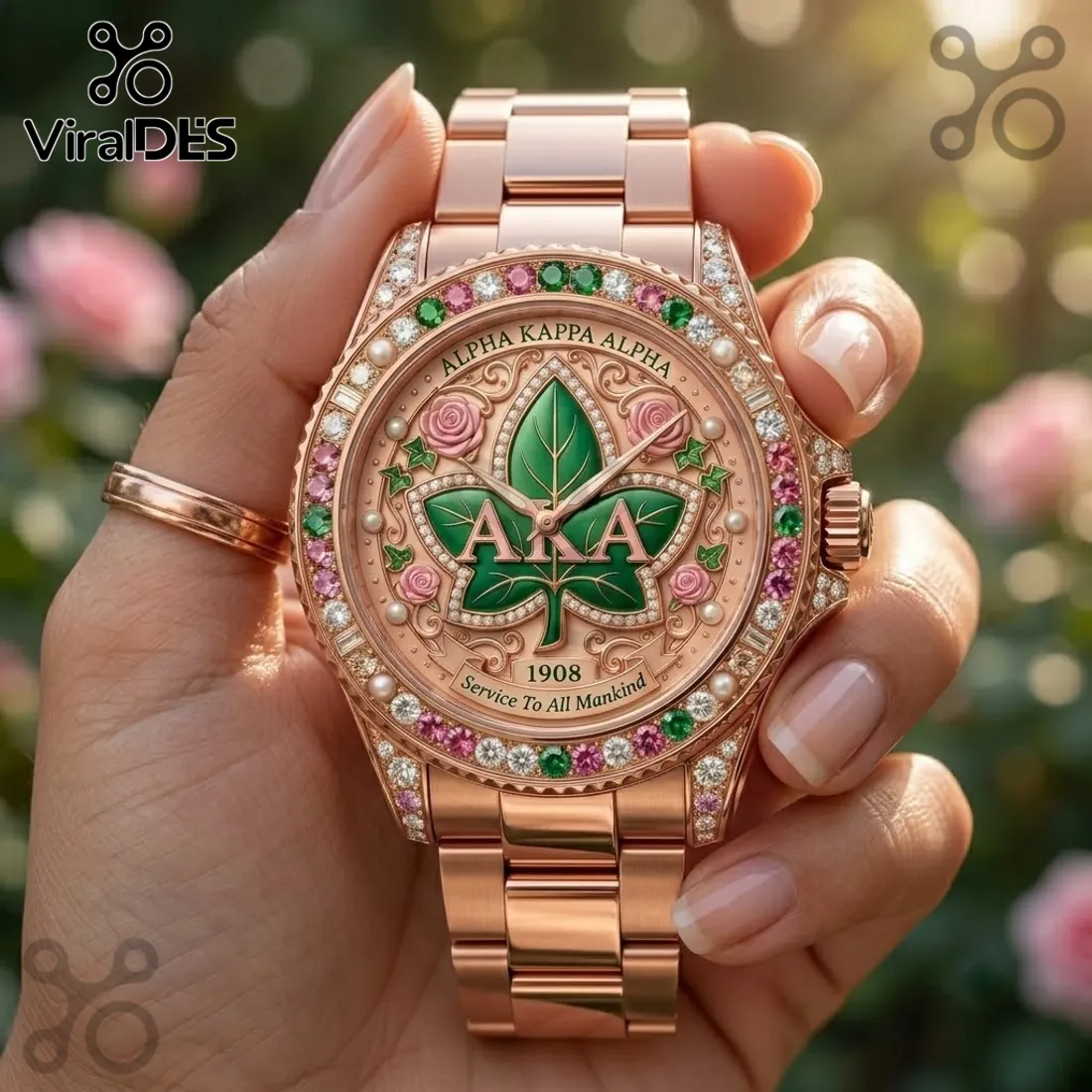 Alpha Kappa Alpha Ivy Leaf Stainless Steel Women Watch Alpha Kappa Alpha Ivy Leaf Stainless Steel Women Watch