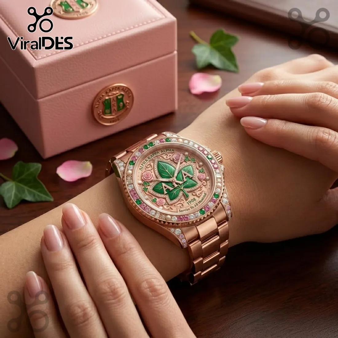 Alpha Kappa Alpha Ivy Leaf Stainless Steel Women Watch Alpha Kappa Alpha Ivy Leaf Stainless Steel Women Watch