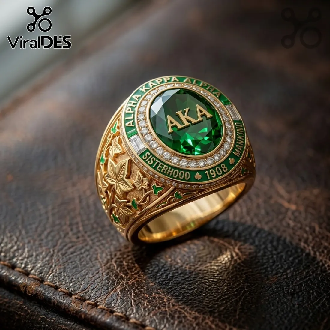 Alpha Kappa Alpha Sisterhood Green Stone Ring Alpha Kappa Alpha Sisterhood Green Stone Ring
