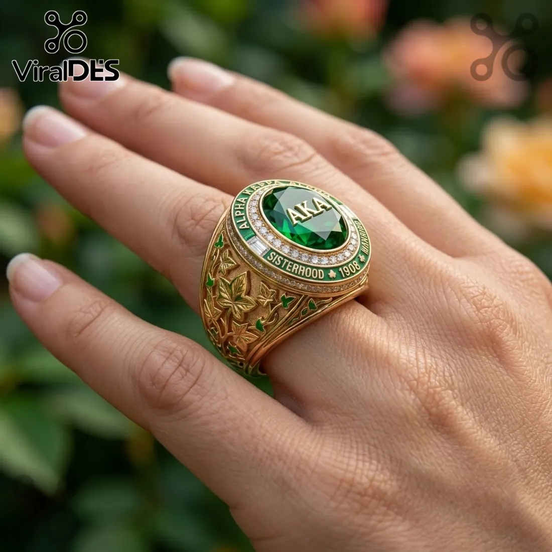 Alpha Kappa Alpha Sisterhood Green Stone Ring Alpha Kappa Alpha Sisterhood Green Stone Ring