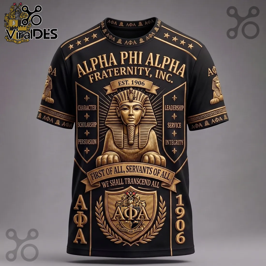 Alpha Phi Alpha Fraternity 1906 Gold Emblem T-Shirt Alpha Phi Alpha Fraternity 1906 Gold Emblem T-Shirt