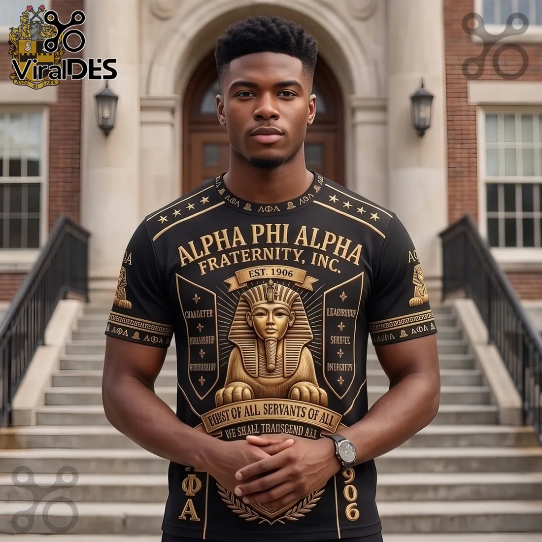 Alpha Phi Alpha Fraternity 1906 Gold Emblem T-Shirt Alpha Phi Alpha Fraternity 1906 Gold Emblem T-Shirt