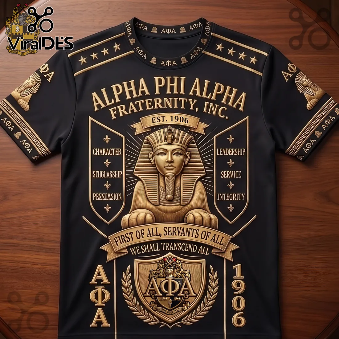 Alpha Phi Alpha Fraternity 1906 Gold Emblem T-Shirt Alpha Phi Alpha Fraternity 1906 Gold Emblem T-Shirt