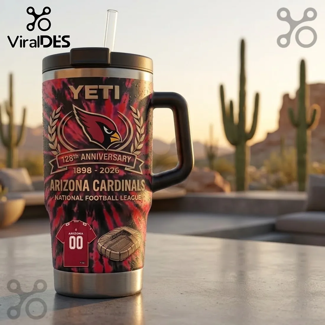 Arizona Cardinals Tie-Dye 40 oz Handle Tumbler Arizona Cardinals Tie-Dye 40 oz Handle Tumbler