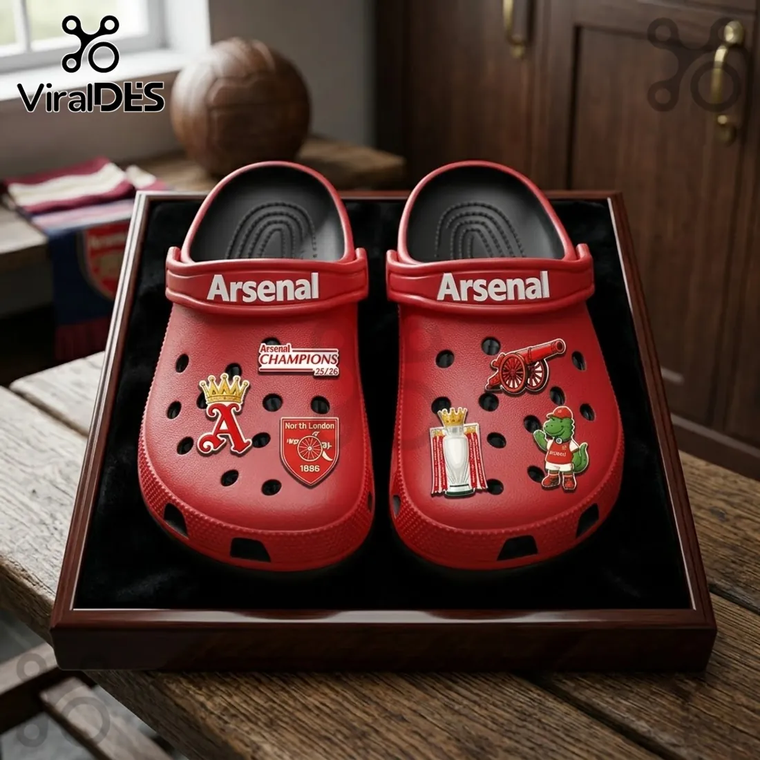 Arsenal FC Premier League Champions 25/26 Crocs With Charms Arsenal FC Premier League Champions 25/26 Crocs With Charms