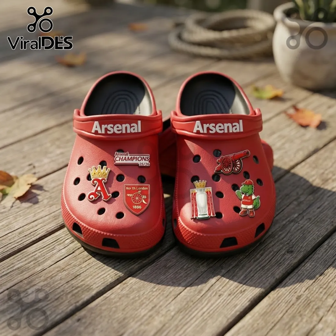 Arsenal FC Premier League Champions 25/26 Crocs With Charms Arsenal FC Premier League Champions 25/26 Crocs With Charms