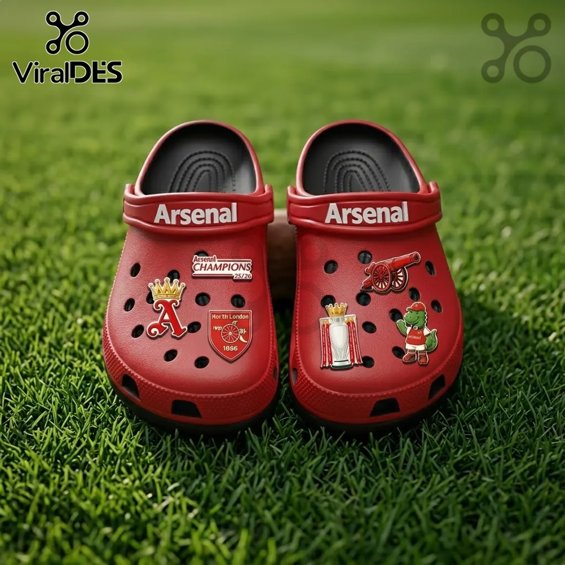 Arsenal FC Premier League Champions 25/26 Crocs With Charms Arsenal FC Premier League Champions 25/26 Crocs With Charms