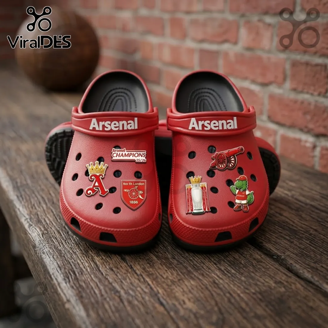 Arsenal FC Premier League Champions 25/26 Crocs With Charms Arsenal FC Premier League Champions 25/26 Crocs With Charms