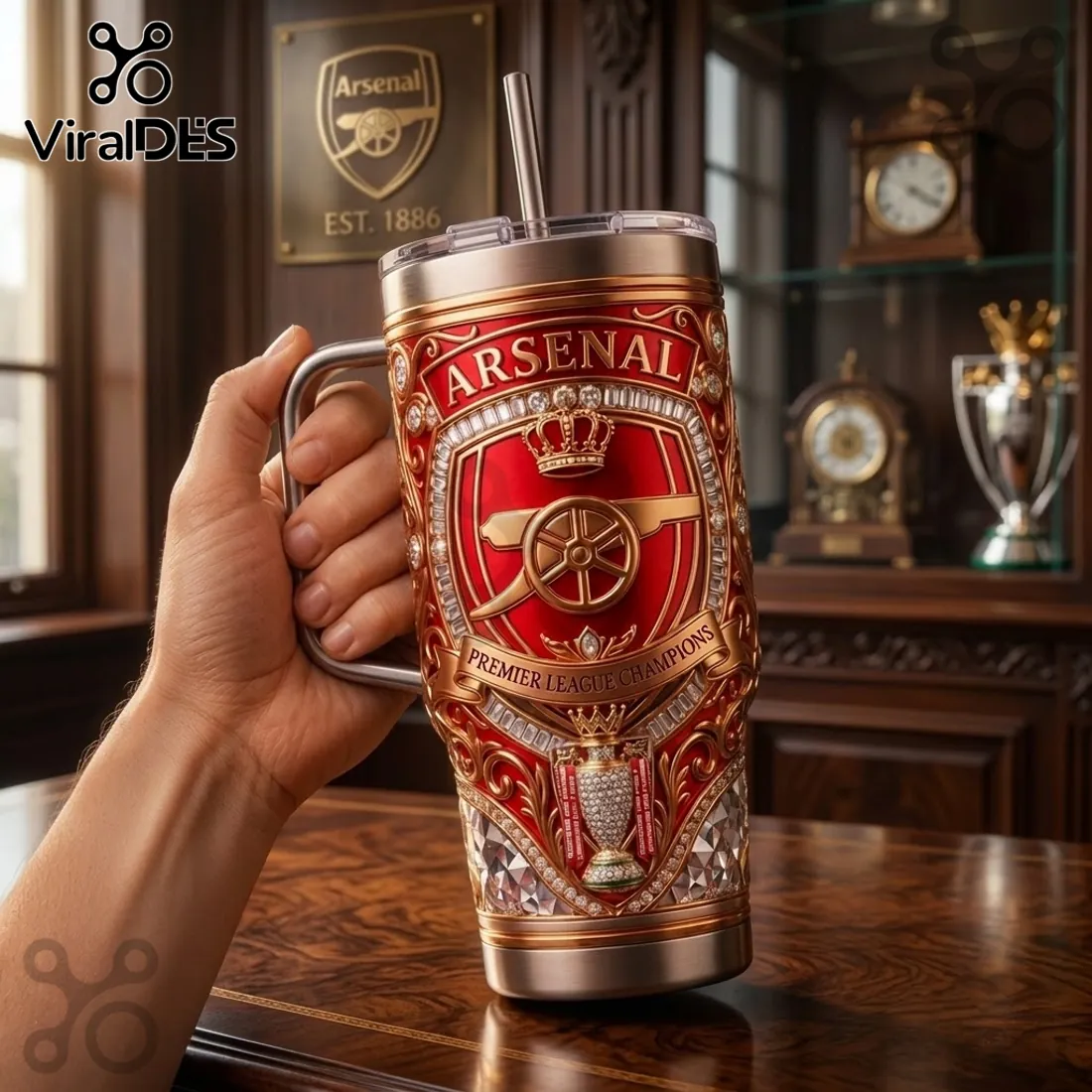Arsenal Premier League Champions 40oz Handle Tumbler Arsenal Premier League Champions 40oz Handle Tumbler