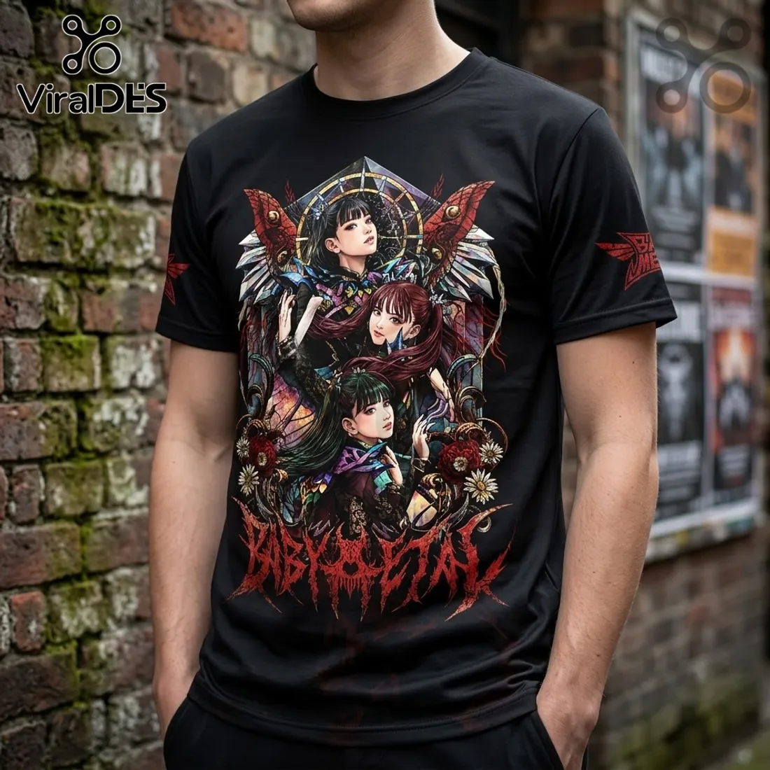 Babymetal World Tour 2026 Illustrated Black T-Shirt Babymetal World Tour 2026 Illustrated Black T-Shirt