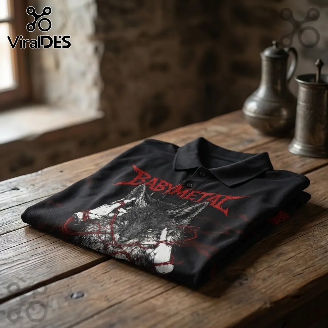Babymetal World Tour 2026 Wolf Logo Polo Shirt Babymetal World Tour 2026 Wolf Logo Polo Shirt