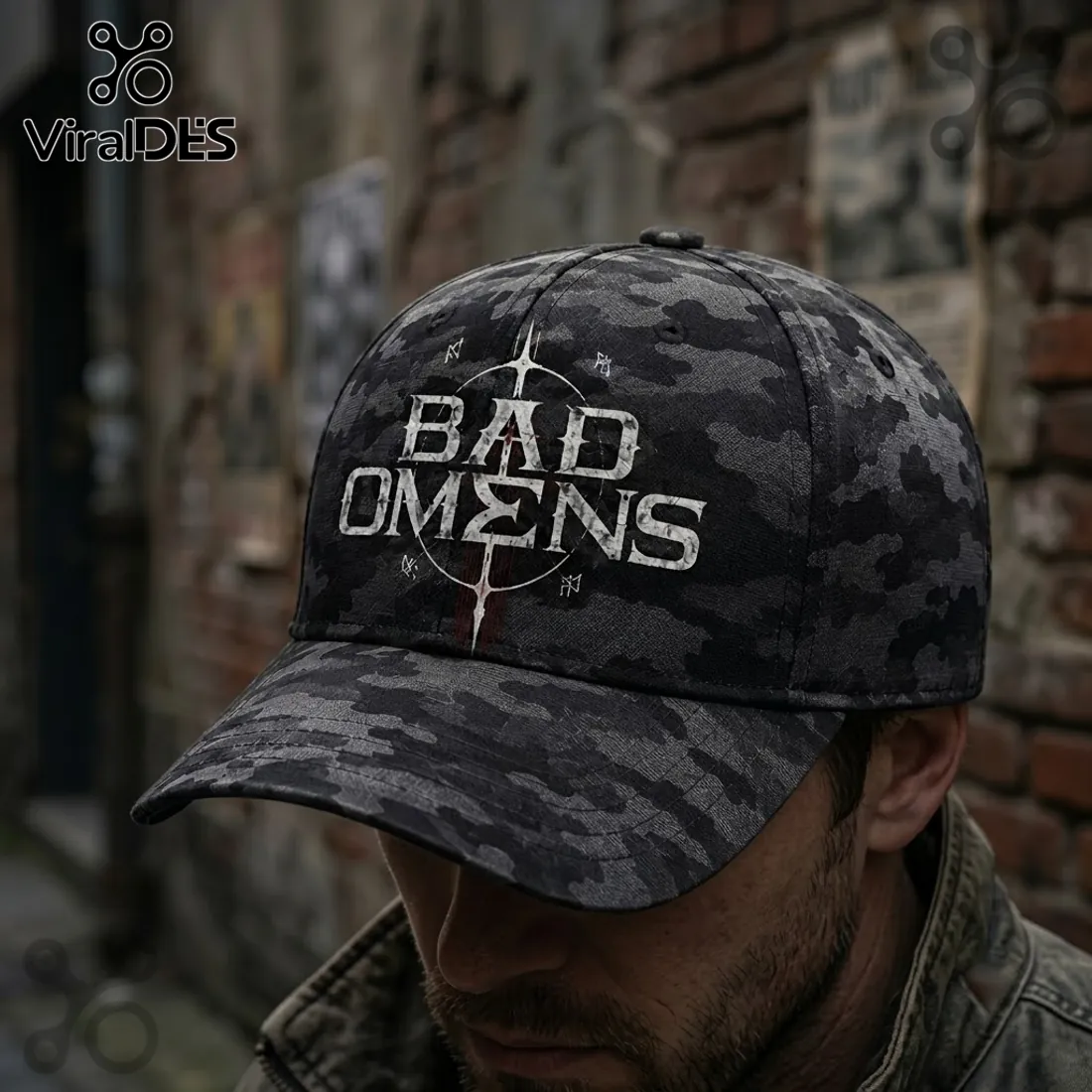 Bad Omens Dark Omen Camo Baseball Cap Bad Omens Dark Omen Camo Baseball Cap