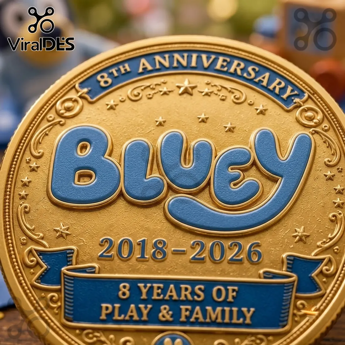 Bluey 8th Anniversary Gold Commemorative Coin Bluey 8th Anniversary Gold Commemorative Coin